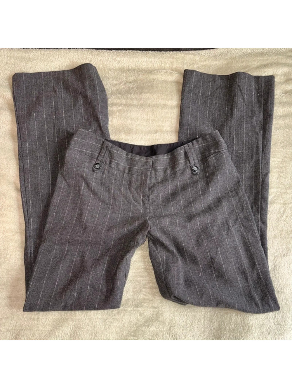 Gray Sparkly Y2K 2000’s Striped Low to Mid Rise Flared Pants